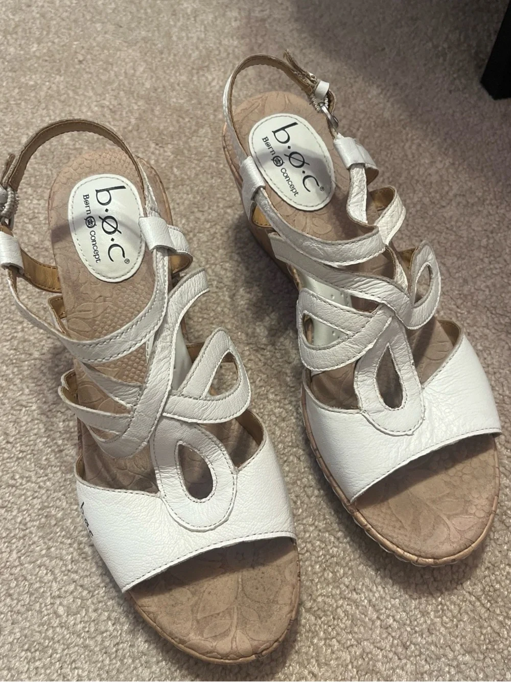 b.o.c. White Cork Wedge Sandals - Women's Strappy Platform